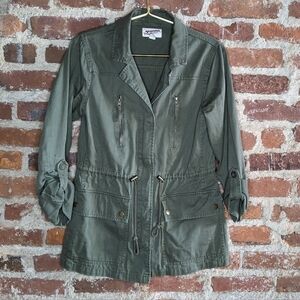 Arizona Jean Company Medium Olive Green Full Zip Army Cargo Jacket w/Cinch Waist